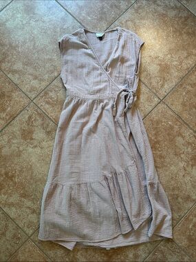 Wrap Midi Dress in Blush Pink with Side Tie